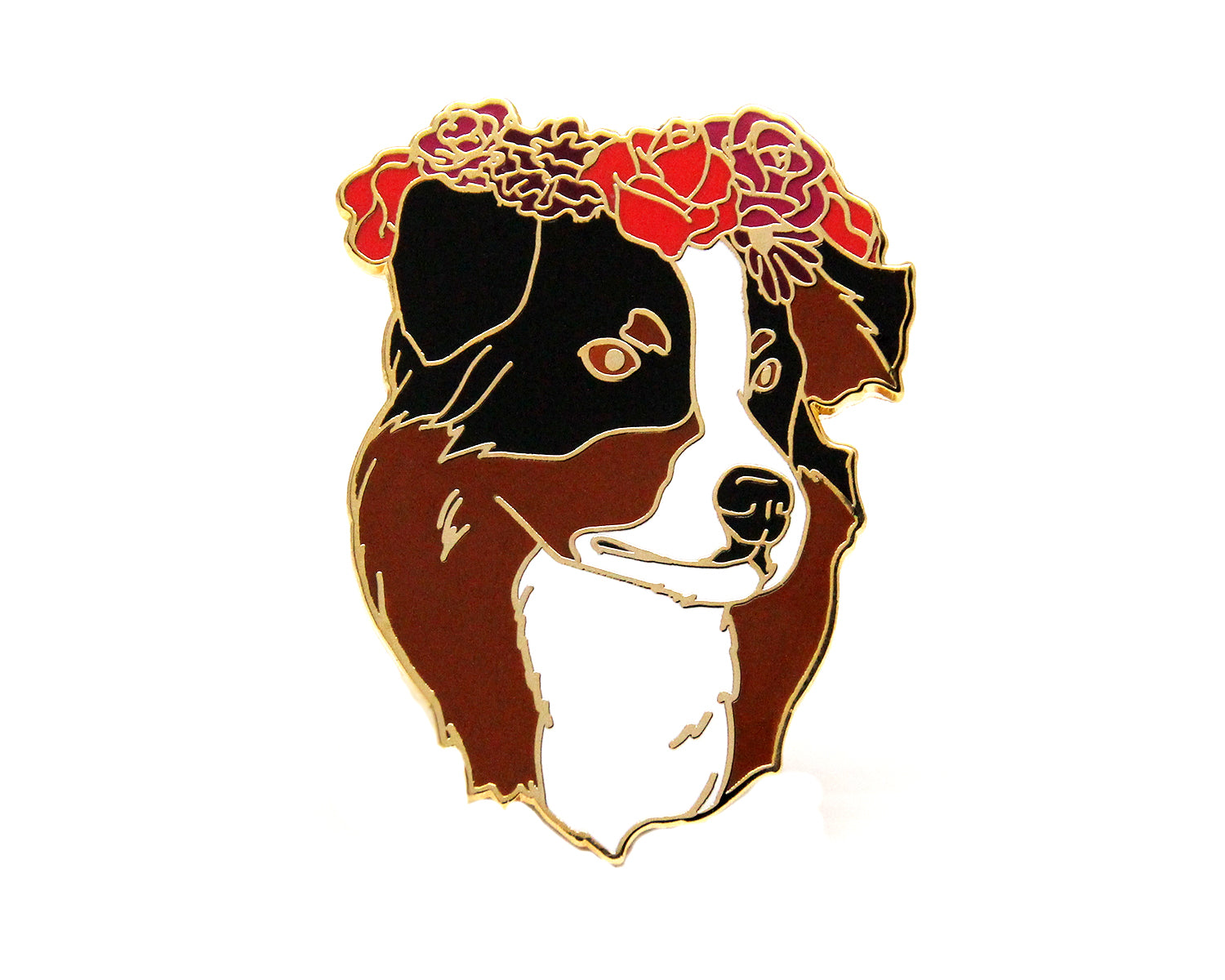 Australian Shepherd Flower Crown Enamel Pin