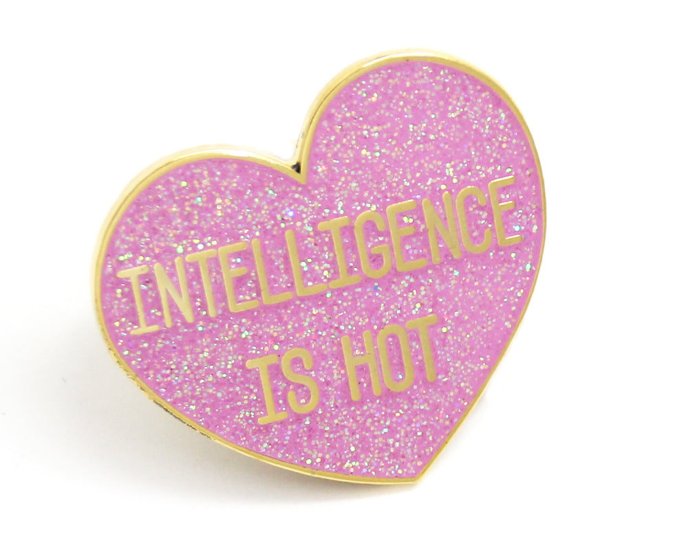 Intelligence is Hot - Pastel Glitter Heart Enamel Pin