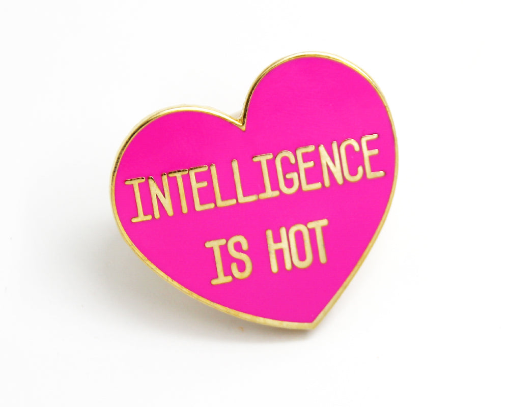 Intelligence is Hot - Bright Pink Heart Enamel Pin