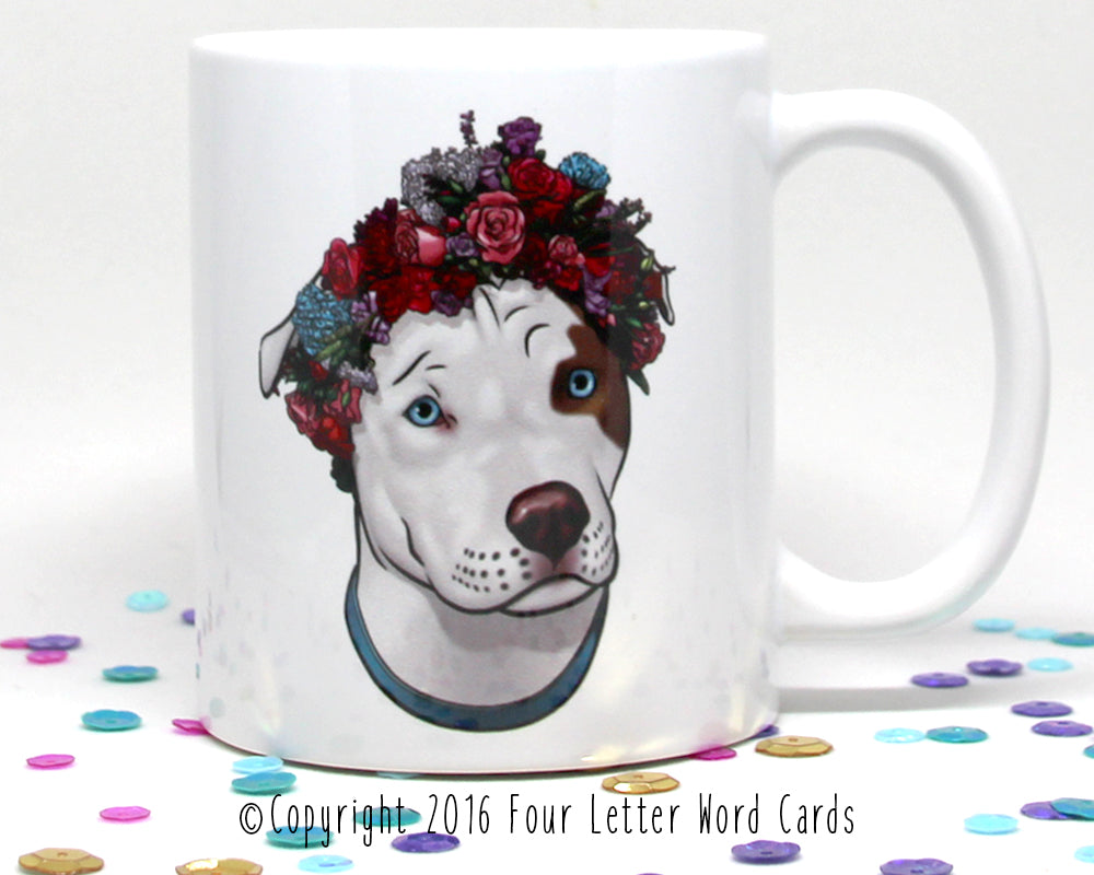 Pit Bull Flower Crown Coffee Mug (SLIGHTLY BLEMISHED)