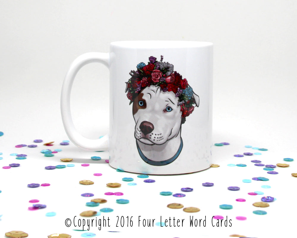Pit Bull Flower Crown Coffee Mug