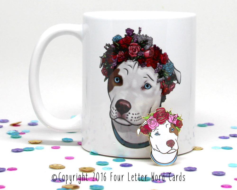 Pit Bull Flower Crown Coffee Mug