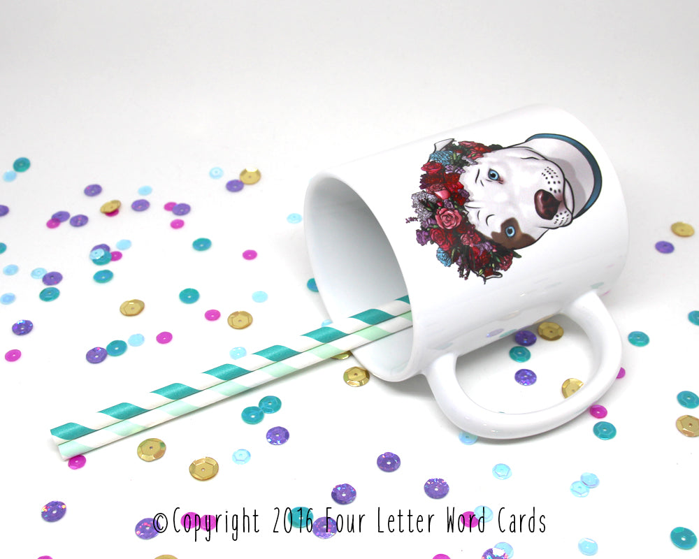 Pit Bull Flower Crown Coffee Mug