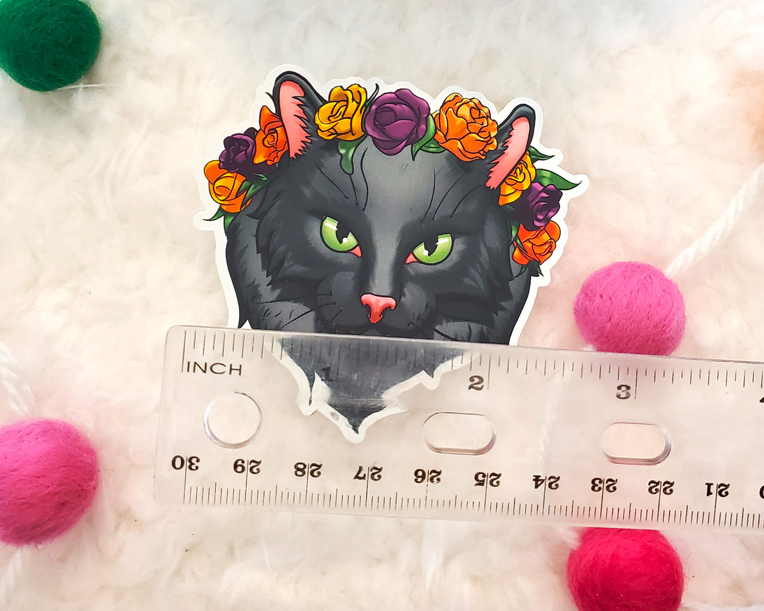 Long Haired Cat Vinyl Sticker - Black