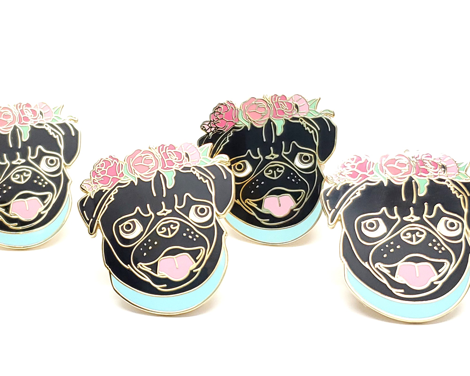 Flower Crown Pug Dog Enamel Pin