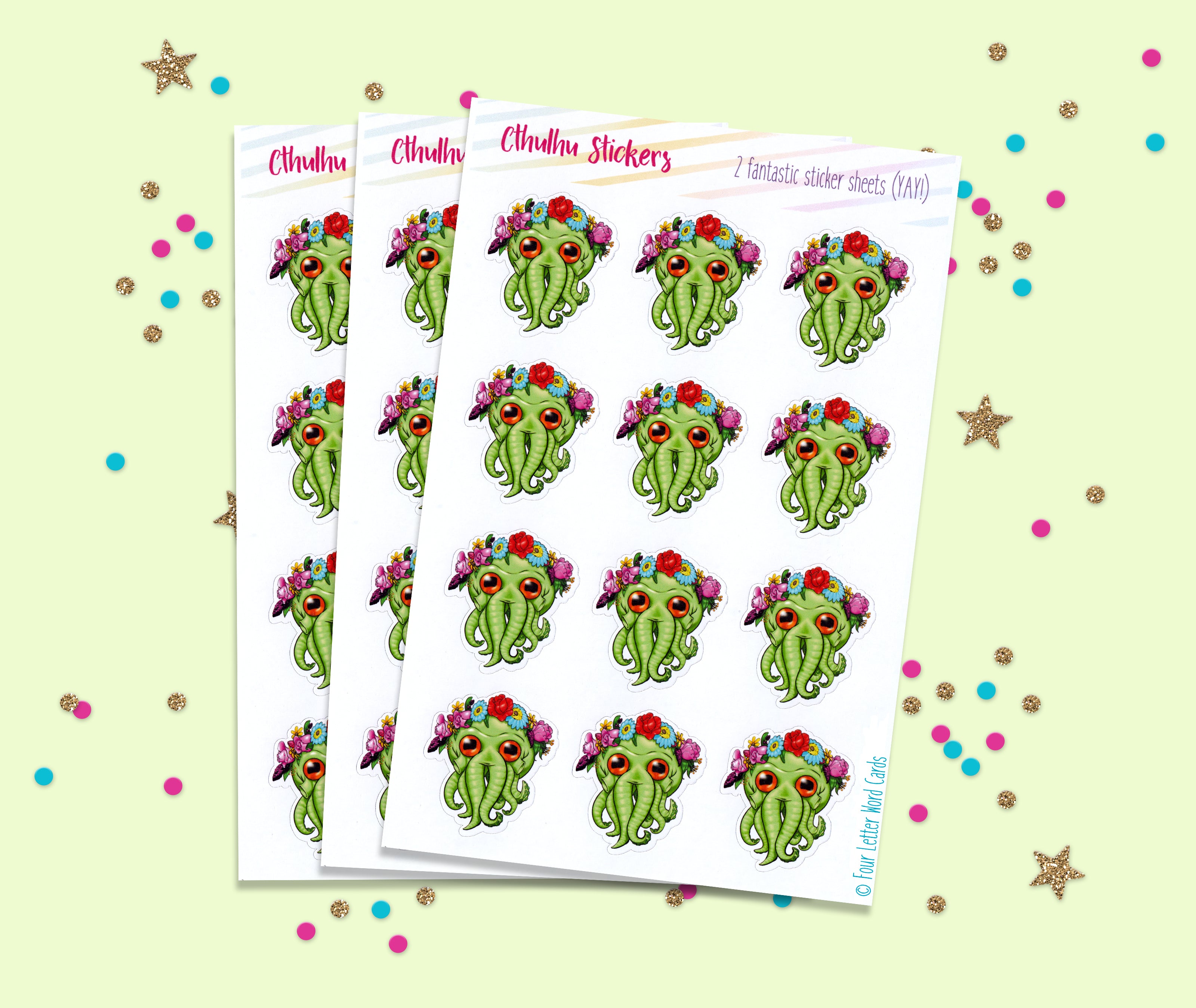 Cthulhu flower crown stickers