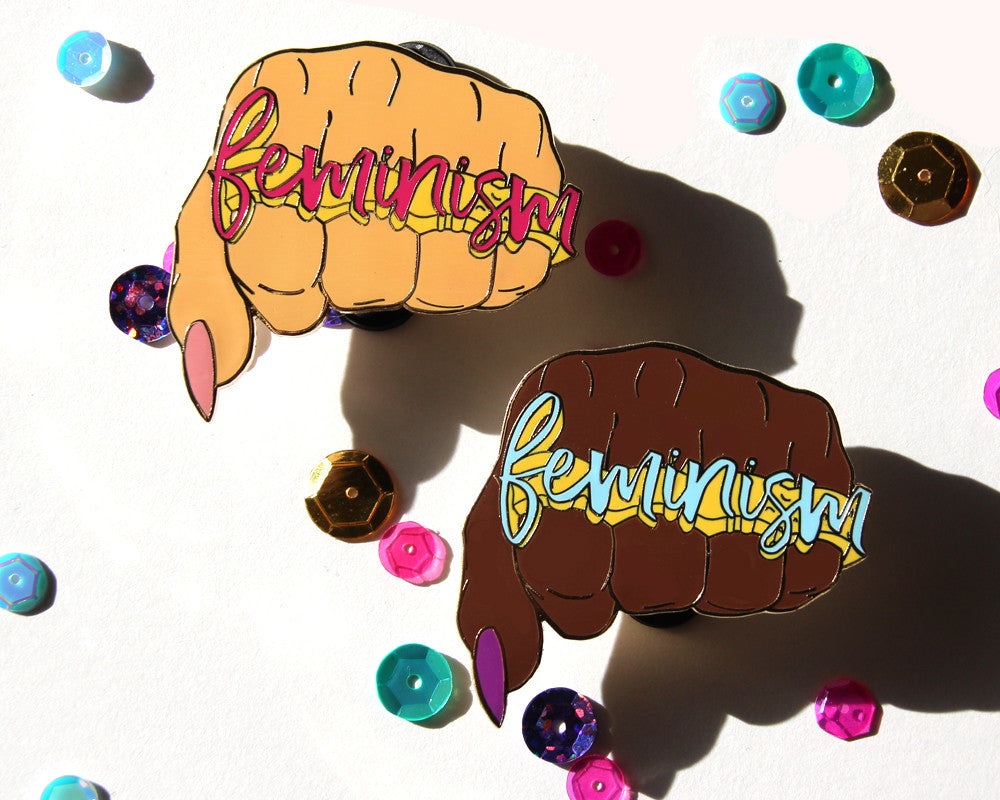 Feminism Brass Knuckle Enamel Pin