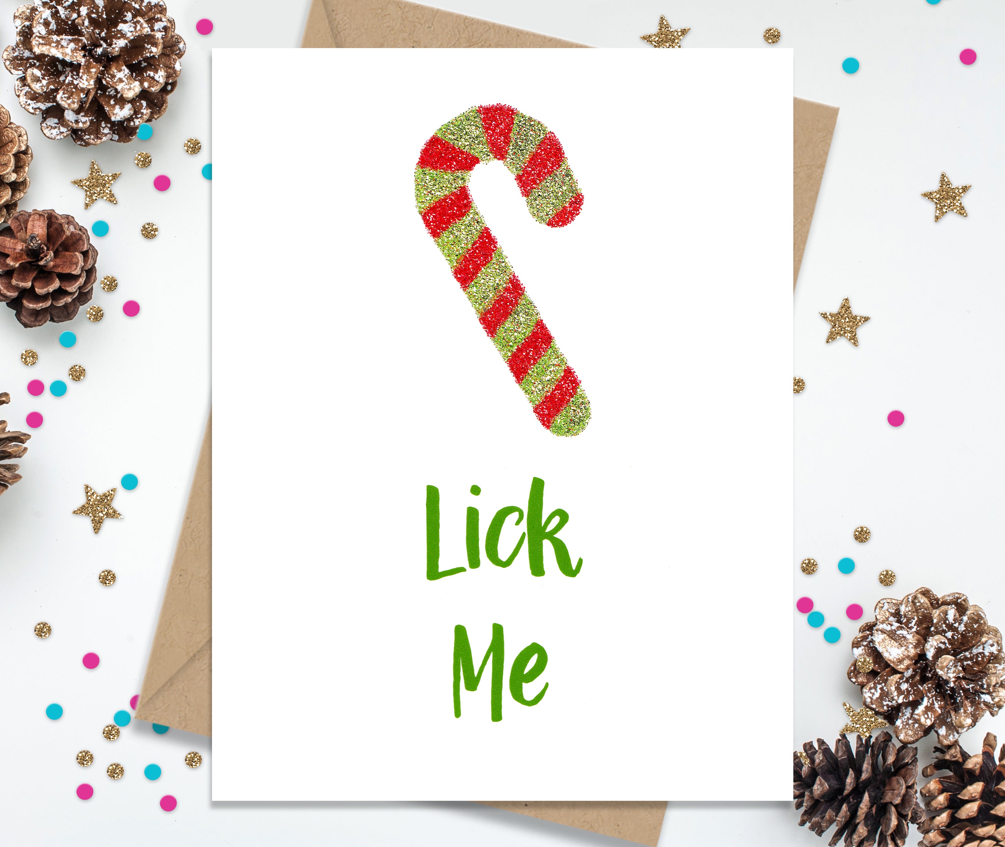 Lick Me Candy Cane - Funny Christmas Cards