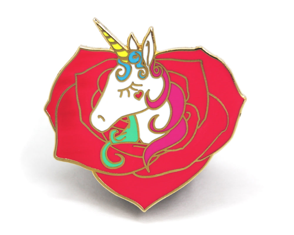 Unicorn Heart Rose Enamel Pin