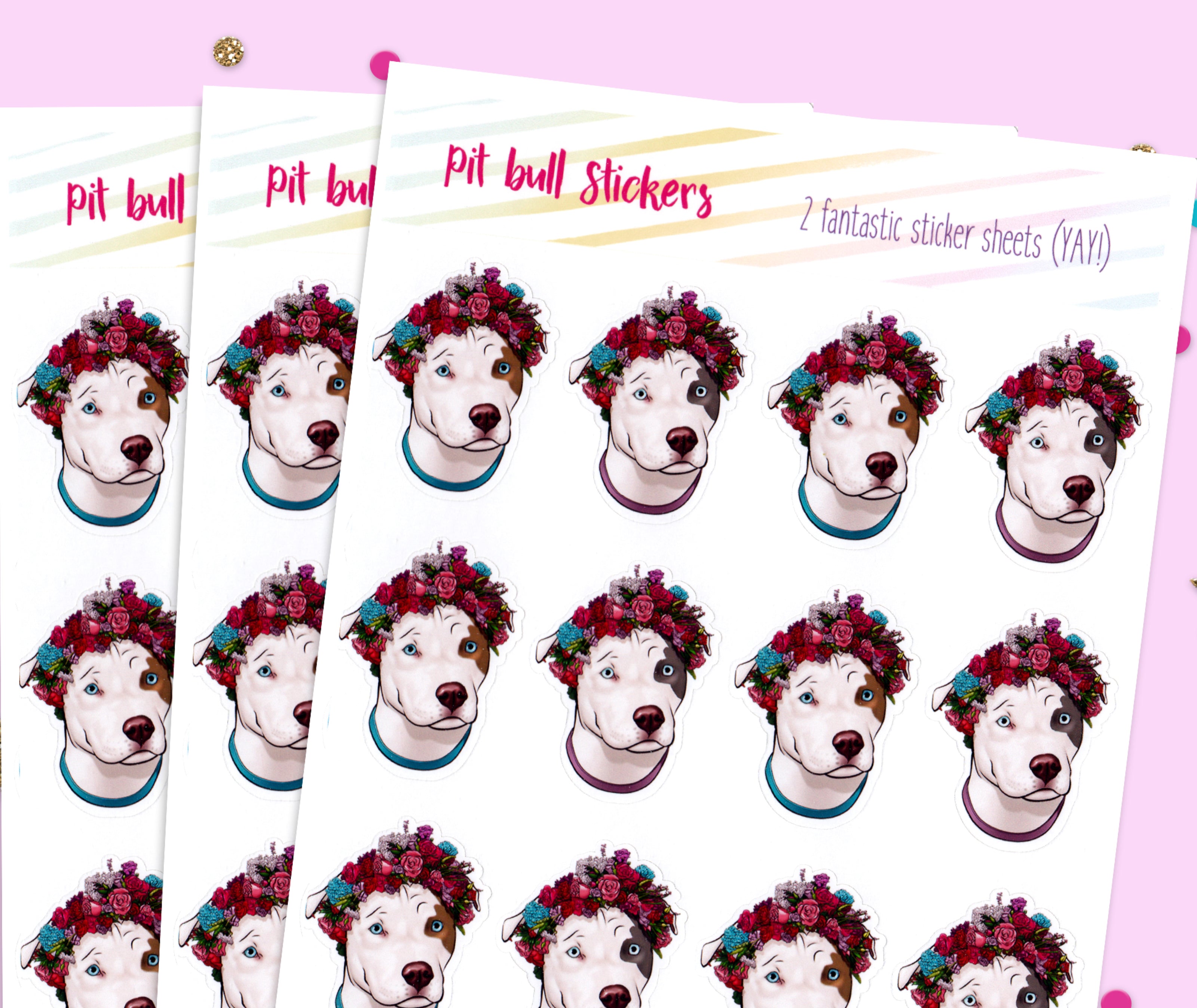 Pit bull Flower stickers