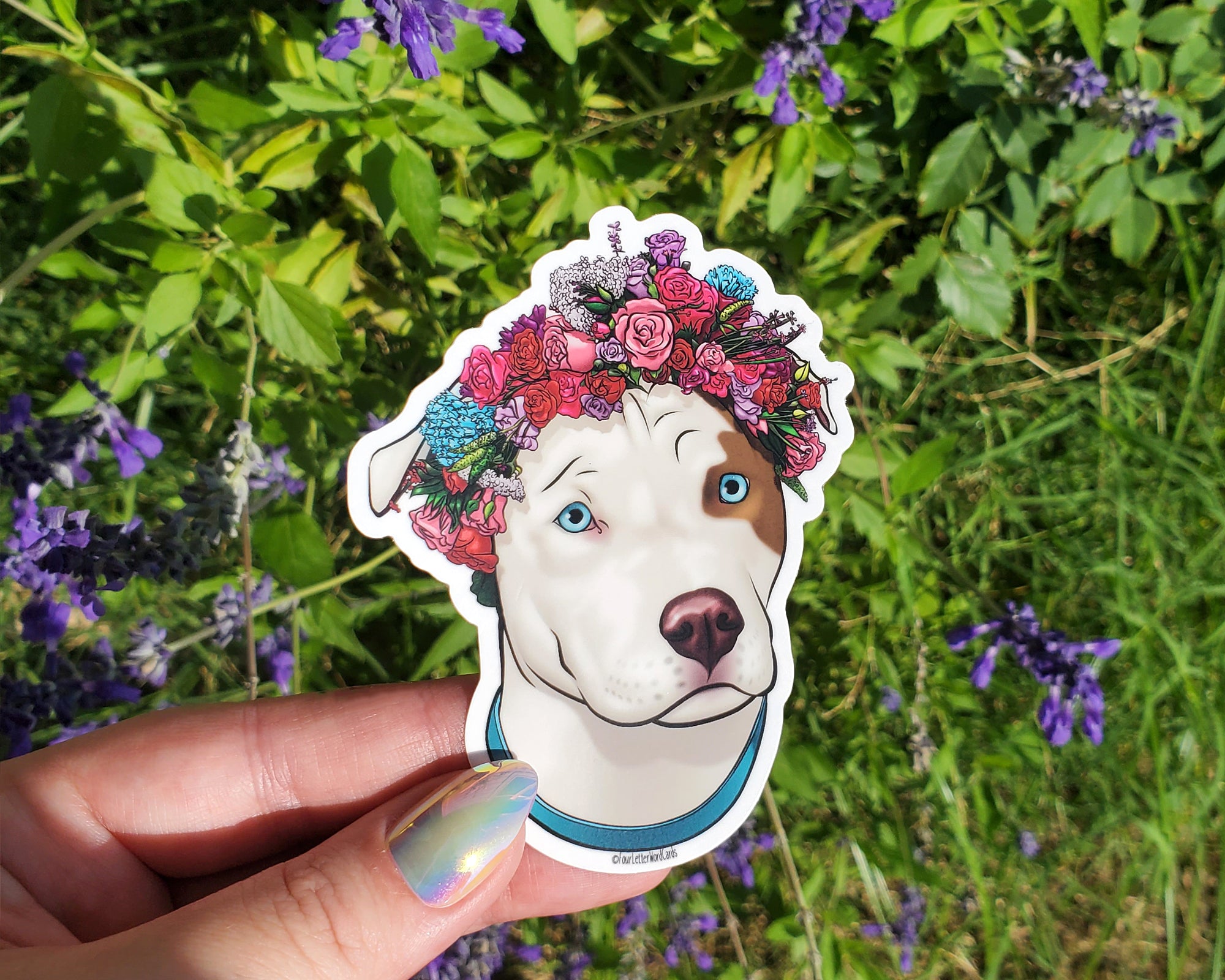 Brown and White Pit Bull Vinyl Sticker