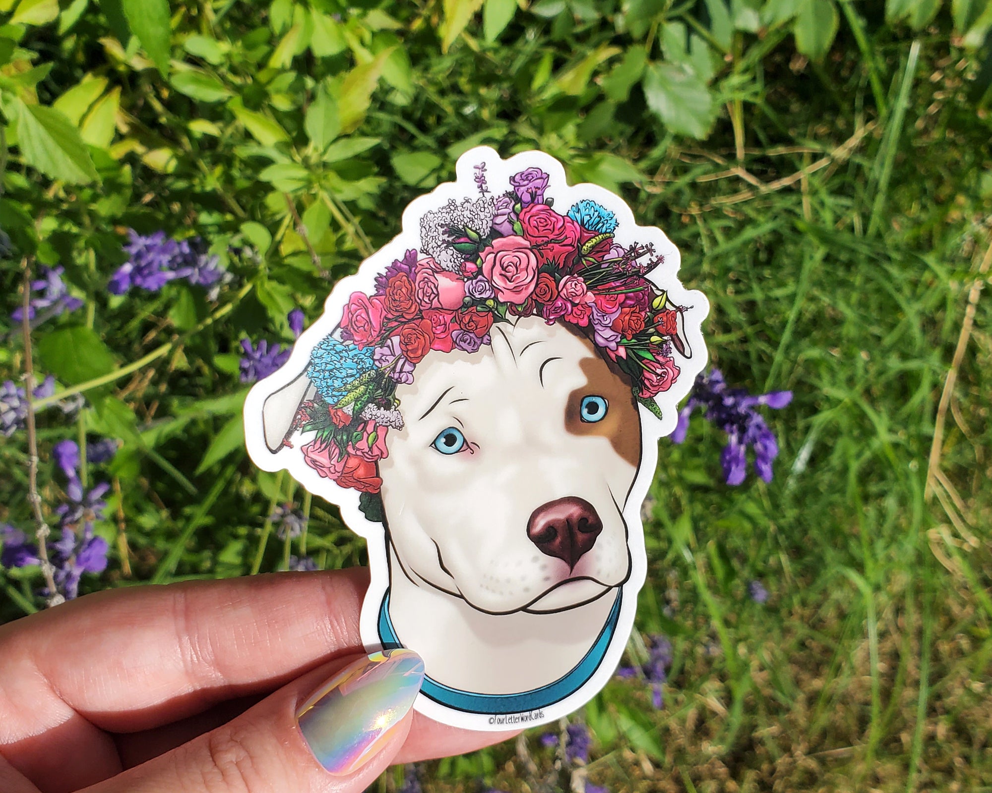Brown and White Pit Bull Vinyl Sticker