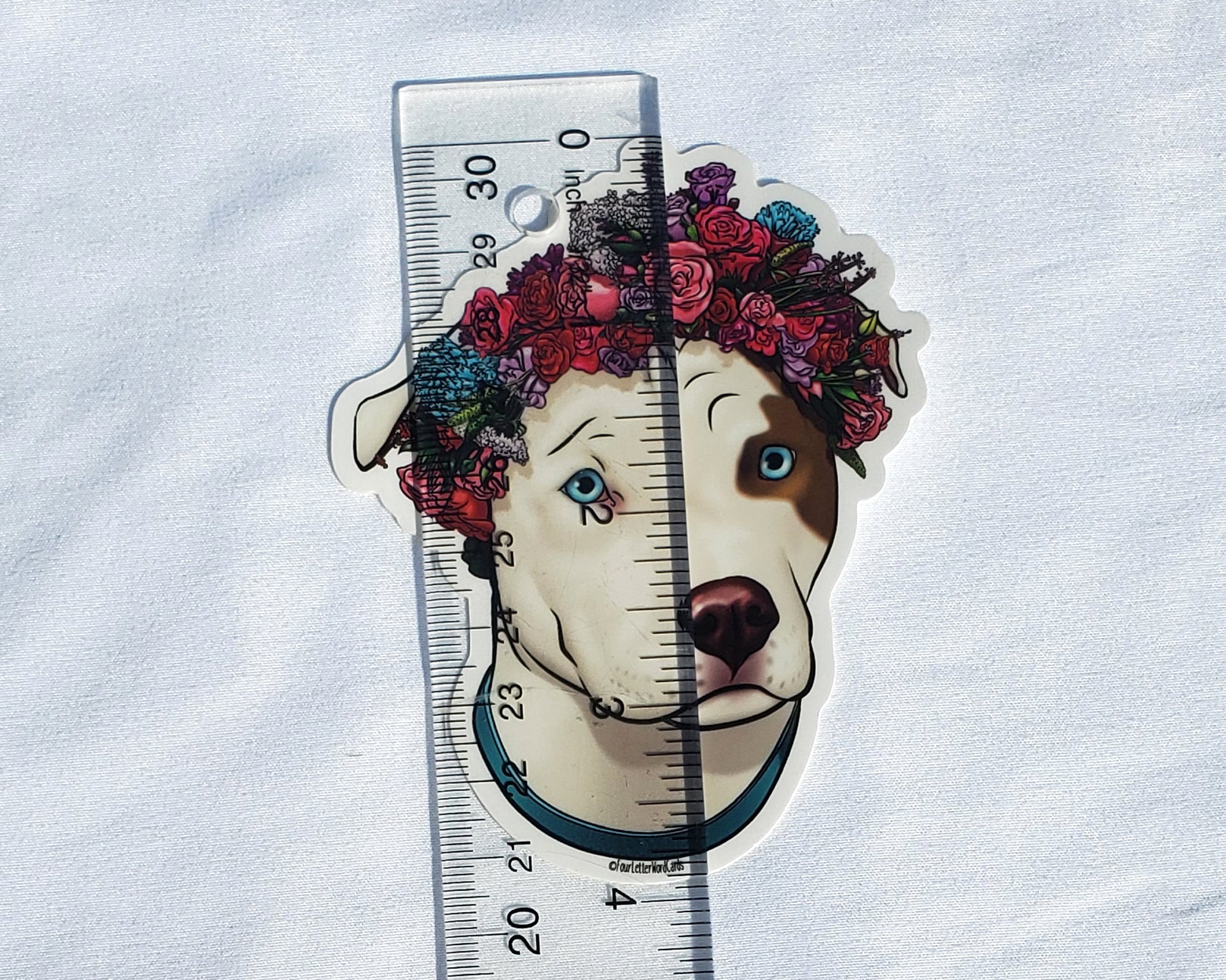 Brown and White Pit Bull Vinyl Sticker