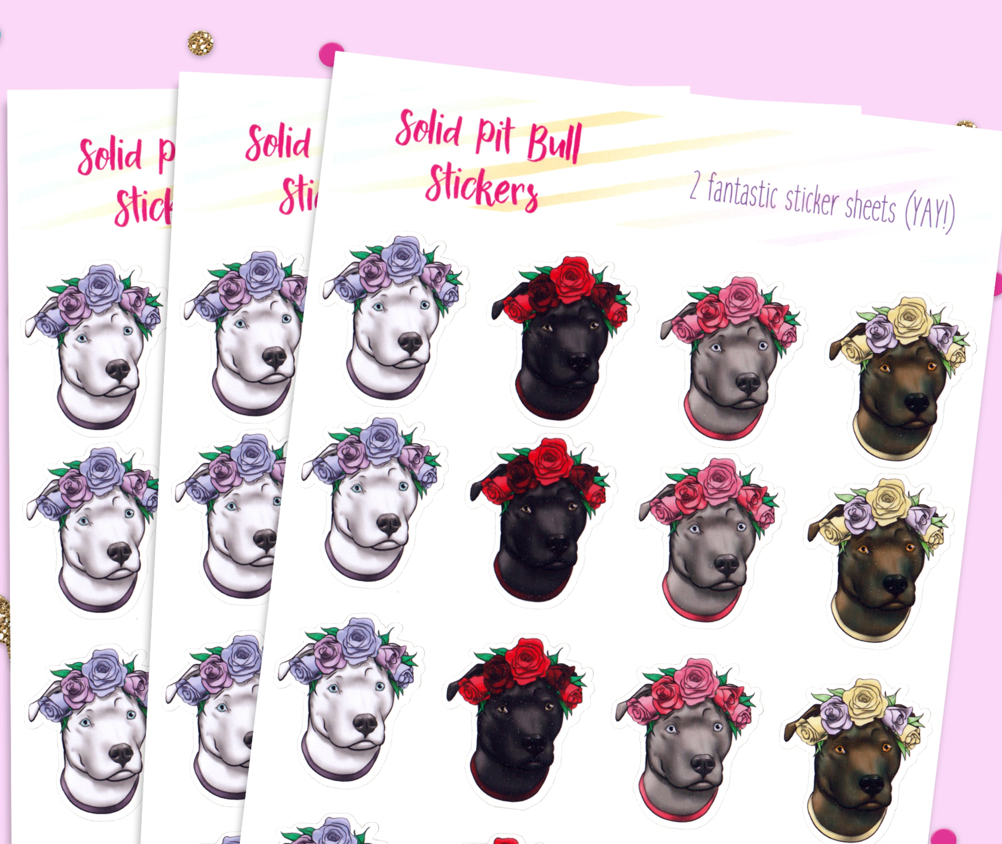 Solid Color Pit bull Flower stickers