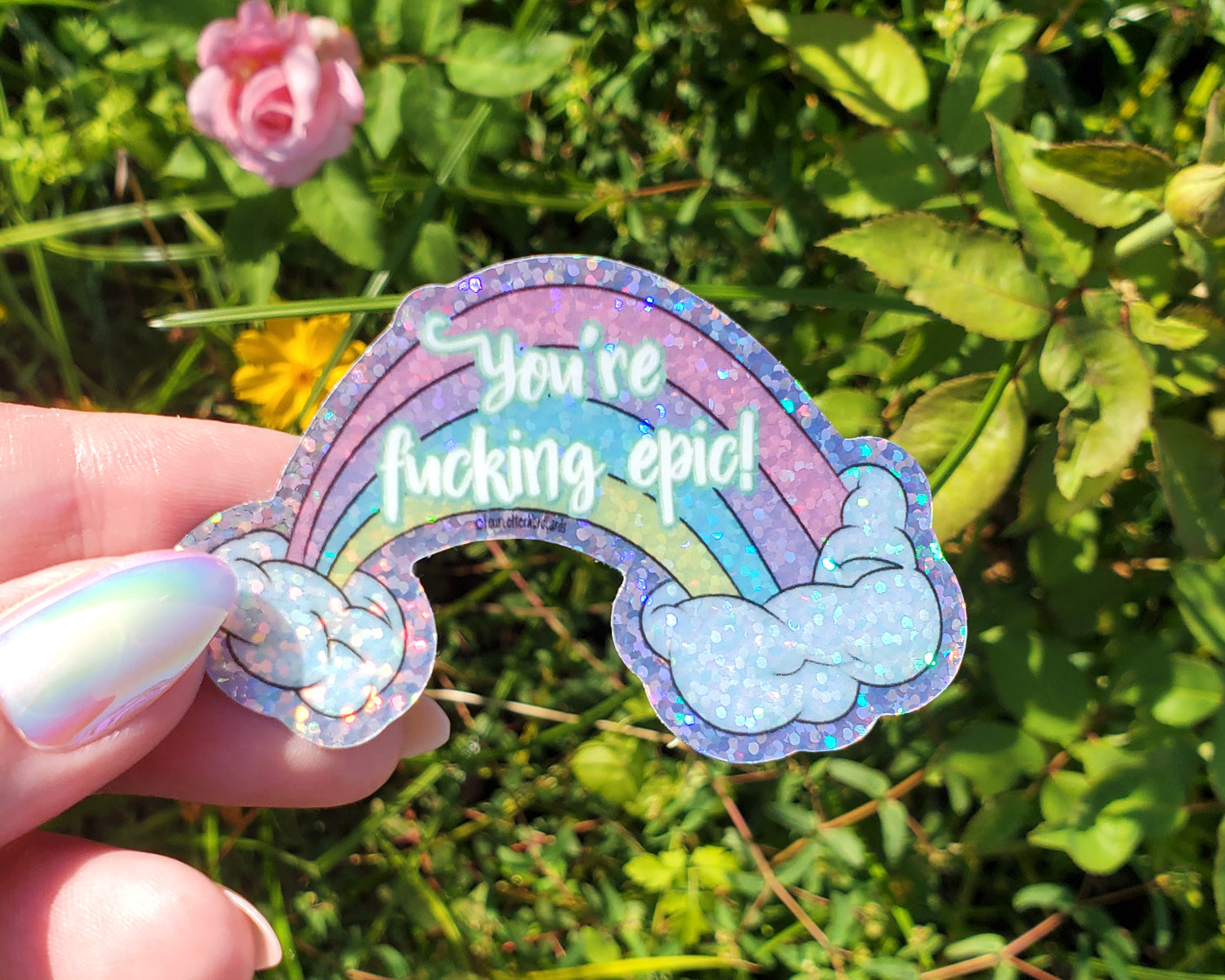 You're fucking epic rainbow holographic Vinyl Sticker