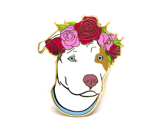 White and Brown Pit Bull Flower Crown