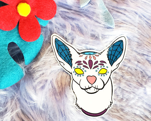 Sugar Skull Dog Vinyl Sticker