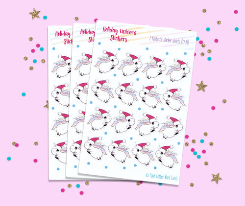 Holiday Unicorn Stickers