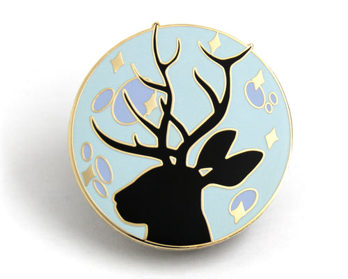 SECOND SALE Blue Jackalope Moon Enamel Pin