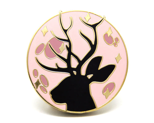 SECOND SALE Pink Jackalope Moon Enamel Pin