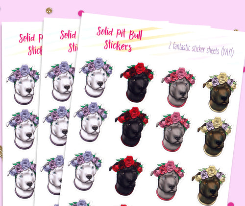 Solid Color Pit bull Flower stickers